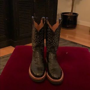 Lucchese Black Ostrich Boots